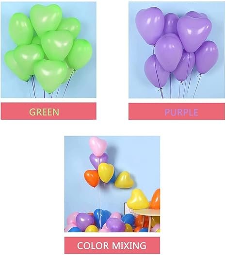 100pcs 10 Inch Color Heart Shaped Balloons