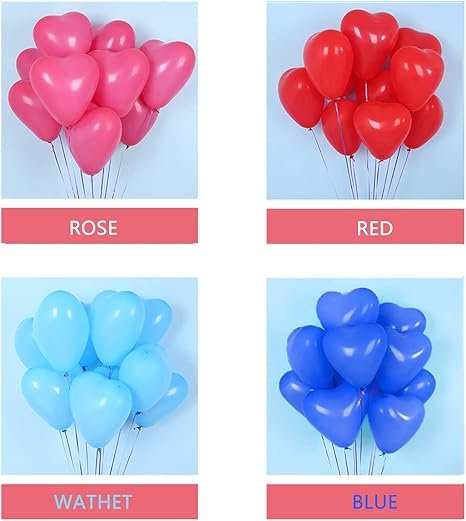 100pcs 10 Inch Color Heart Shaped Balloons