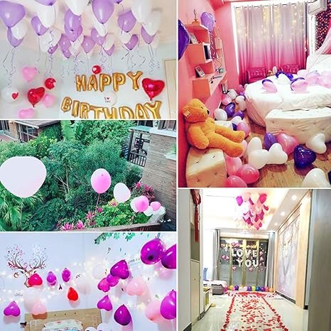 100pcs 10 Inch Color Heart Shaped Balloons