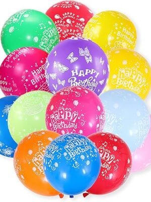 100pcs 12 Inch Happy Birthday Printed Balloons
