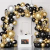Black Gold Silver Confetti Balloons Set 109pcs