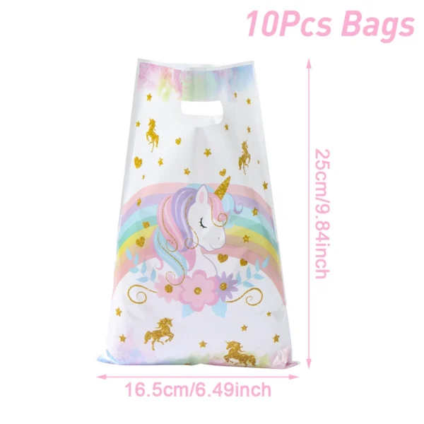 Rainbow Unicorn Loot Bags for Birthday 10Pcs