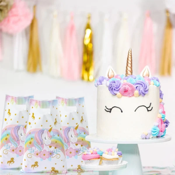 Rainbow Unicorn Loot Bags for Birthday 10Pcs
