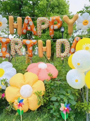 Daisy Print Latex Balloon Set 10pcs