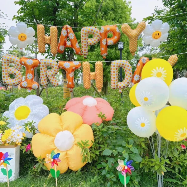 Daisy Print Latex Balloon Set 10pcs