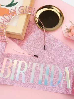 Pink Birthday Sash and Tiara Set