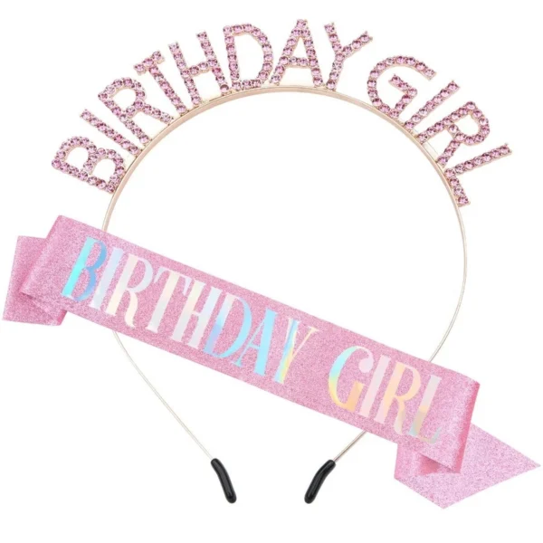 Pink Birthday Sash and Tiara Set