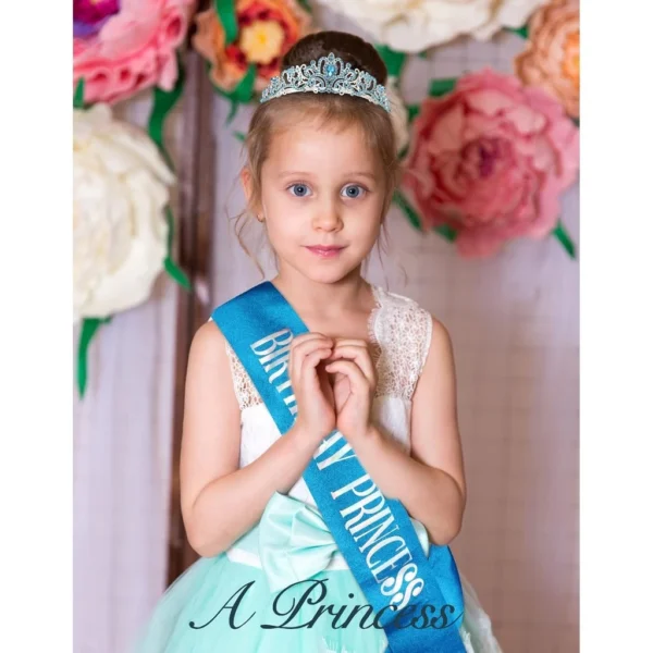 Blue Princess Crown and Birthday Sash Set