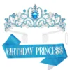 Blue Princess Crown and Birthday Sash Set